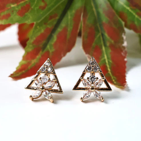 Geometric Crystal Stud Earrings - NVR-0003