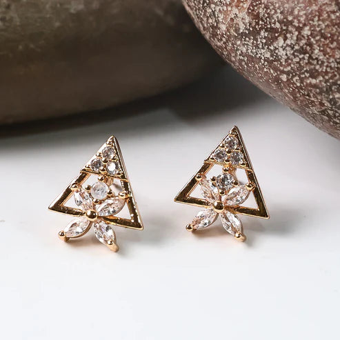 Geometric Crystal Stud Earrings - NVR-0003