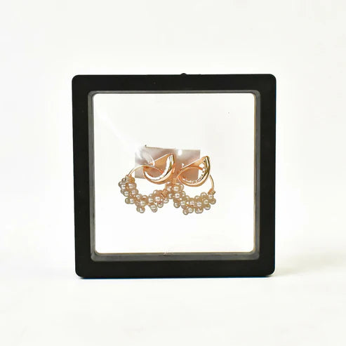 Pearl Beaded Hoop Earrings in Elegant Display Case NVR-0021