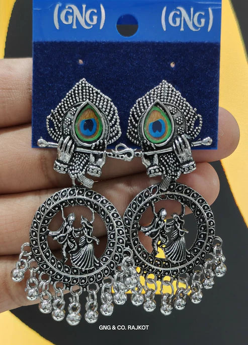 Peacock Krishna Oxidized Earrings NVR-0024