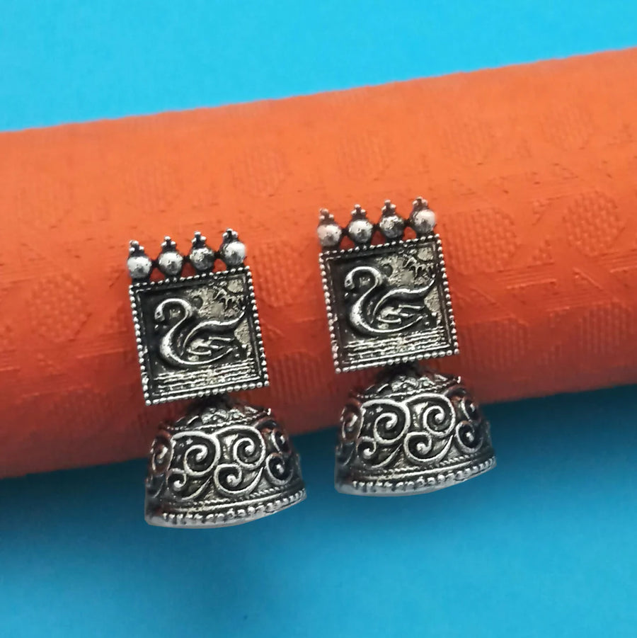 Antique Silver Jhumka Earrings Set NVR-0029