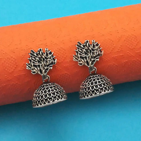 Oxidized Silver Jhumka Earring Set NVR-0030
