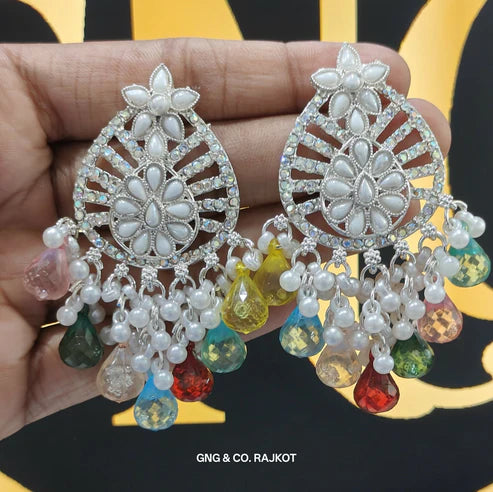 Floral Kundan Chandelier Earrings NVR-0031