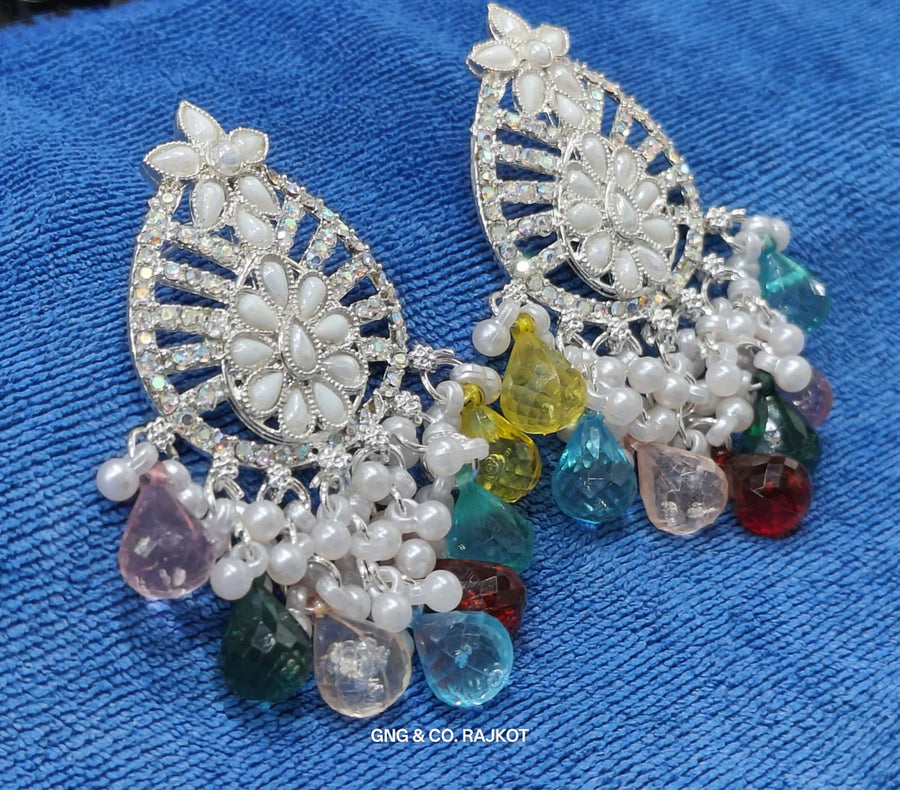 Floral Kundan Chandelier Earrings NVR-0031