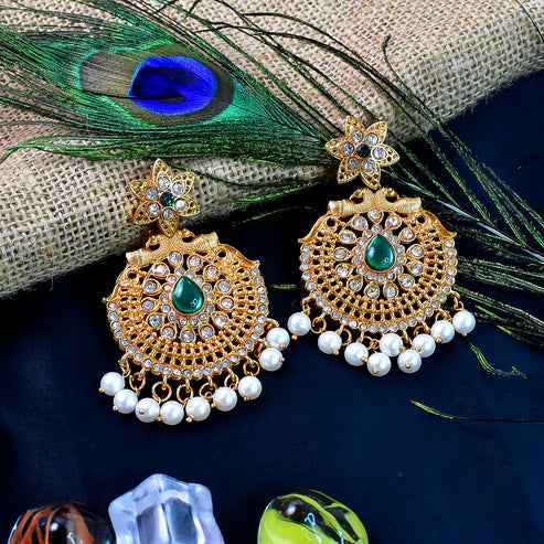 Traditional Kundan Pearl Earrings - GOLD NVR-0035