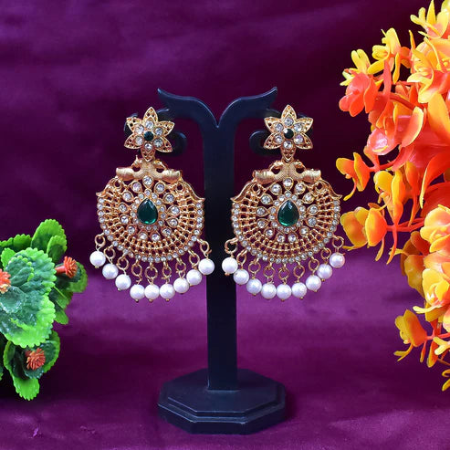 Traditional Kundan Pearl Earrings - GOLD NVR-0035