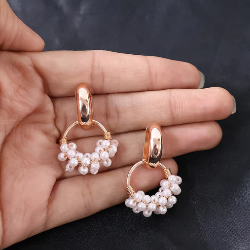 Elegant Pearl Hoop Earrings NVR-0036