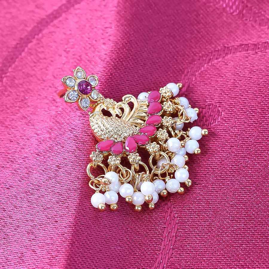 Gold Plated Pearl & Stone Earrings NVR-0038