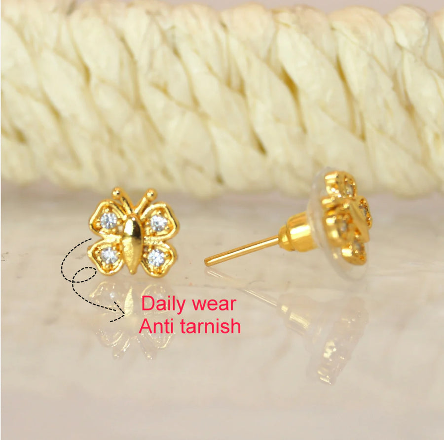 Butterfly Gold Stud Earrings NVR-0048