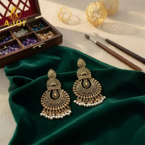 Antique Gold Ethnic Jhumka Earrings NVR-0060