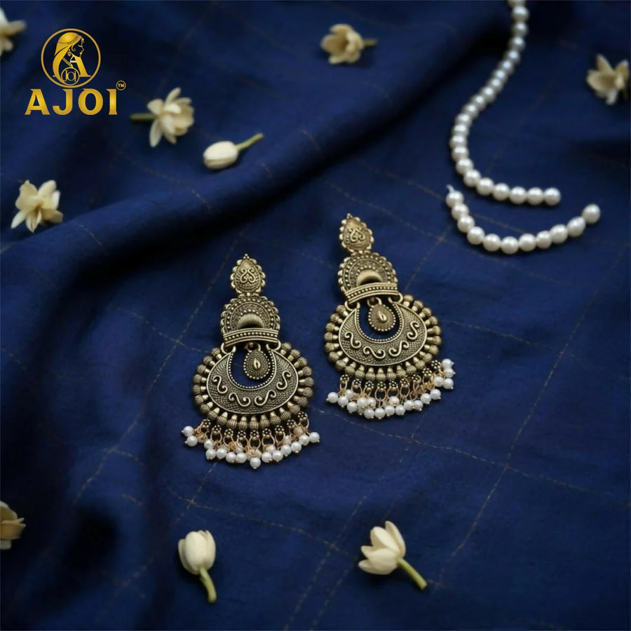 Antique Gold Ethnic Jhumka Earrings NVR-0060