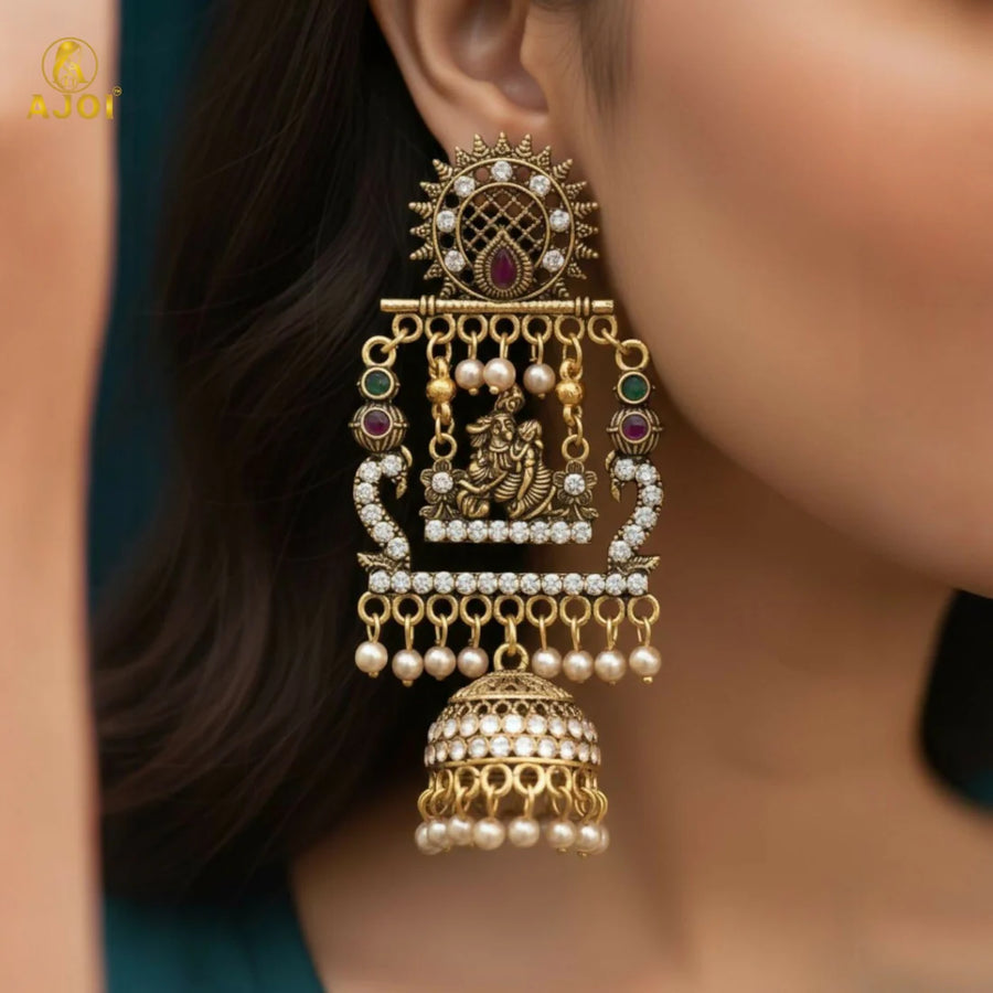 Temple Design Jhumka Earrings NVR-0061