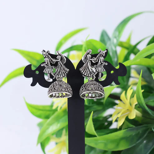Antique Silver Jhumka Earrings Set NVR-0066
