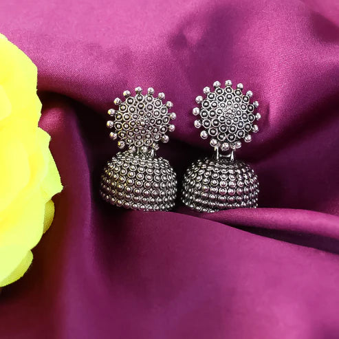Antique Silver Jhumka Earrings Set NVR-0066