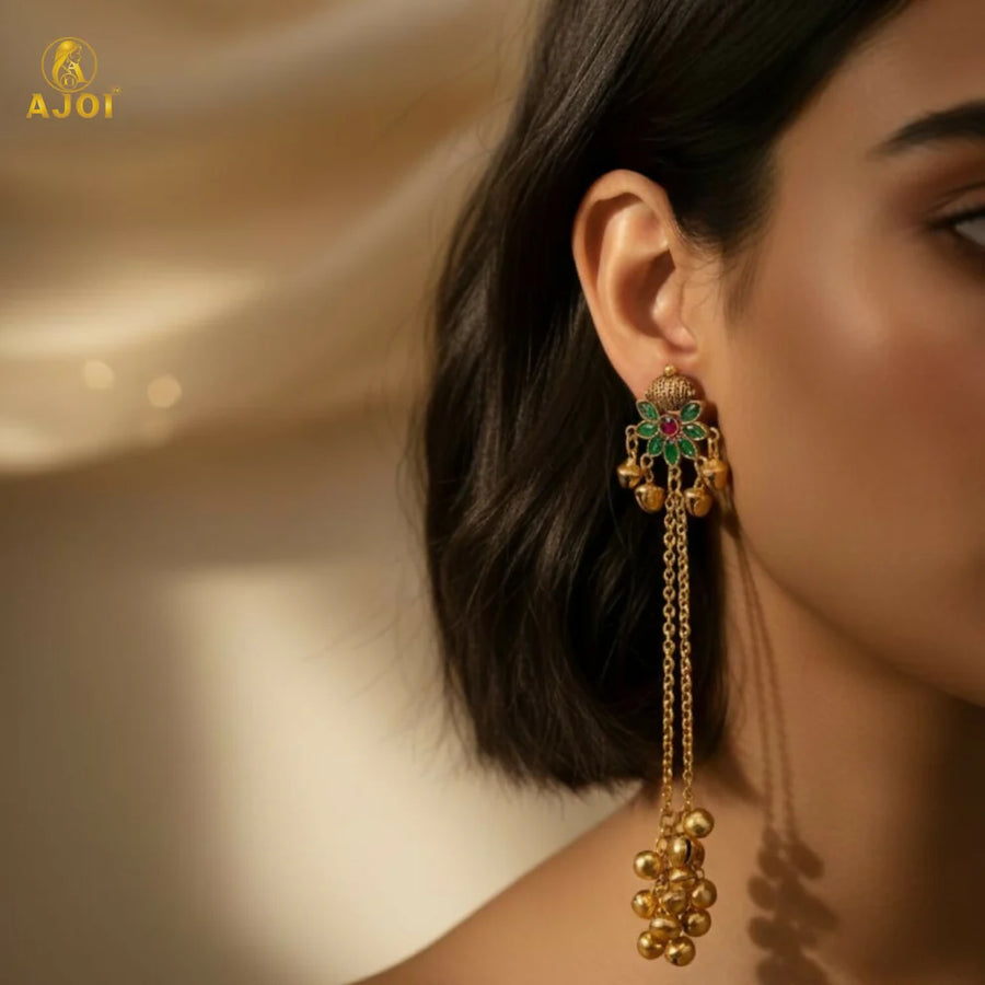 Traditional Gold Plated Jhumka Earrings NVR-0081