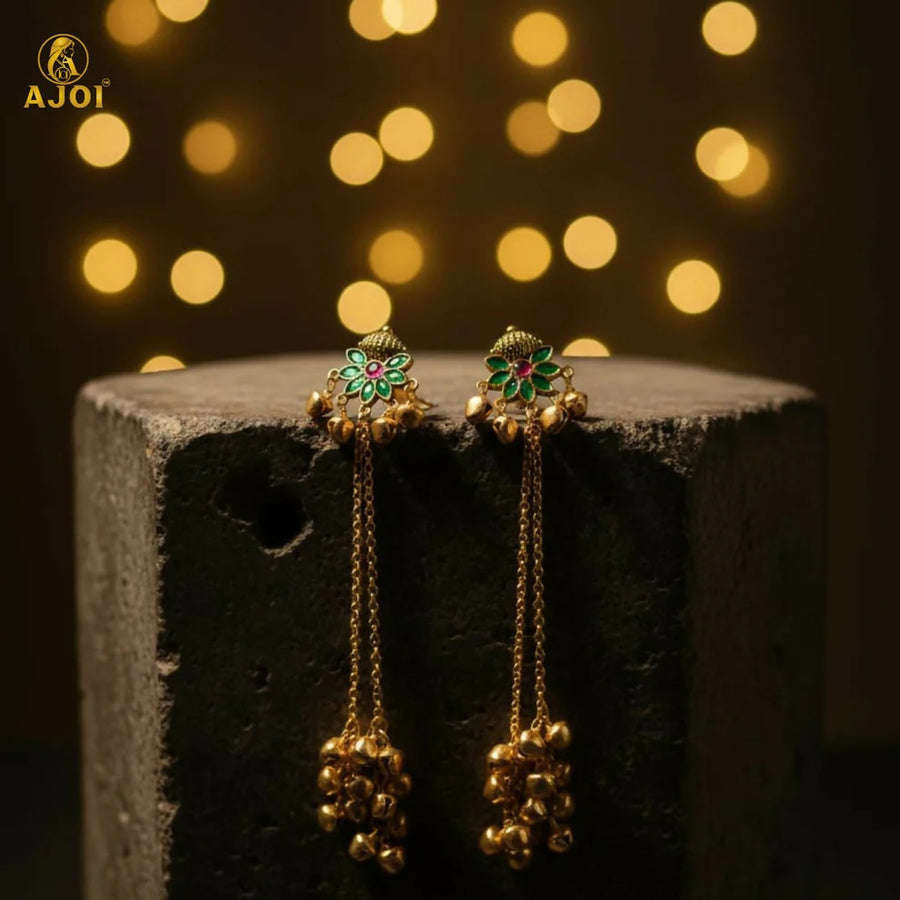 Traditional Gold Plated Jhumka Earrings NVR-0081