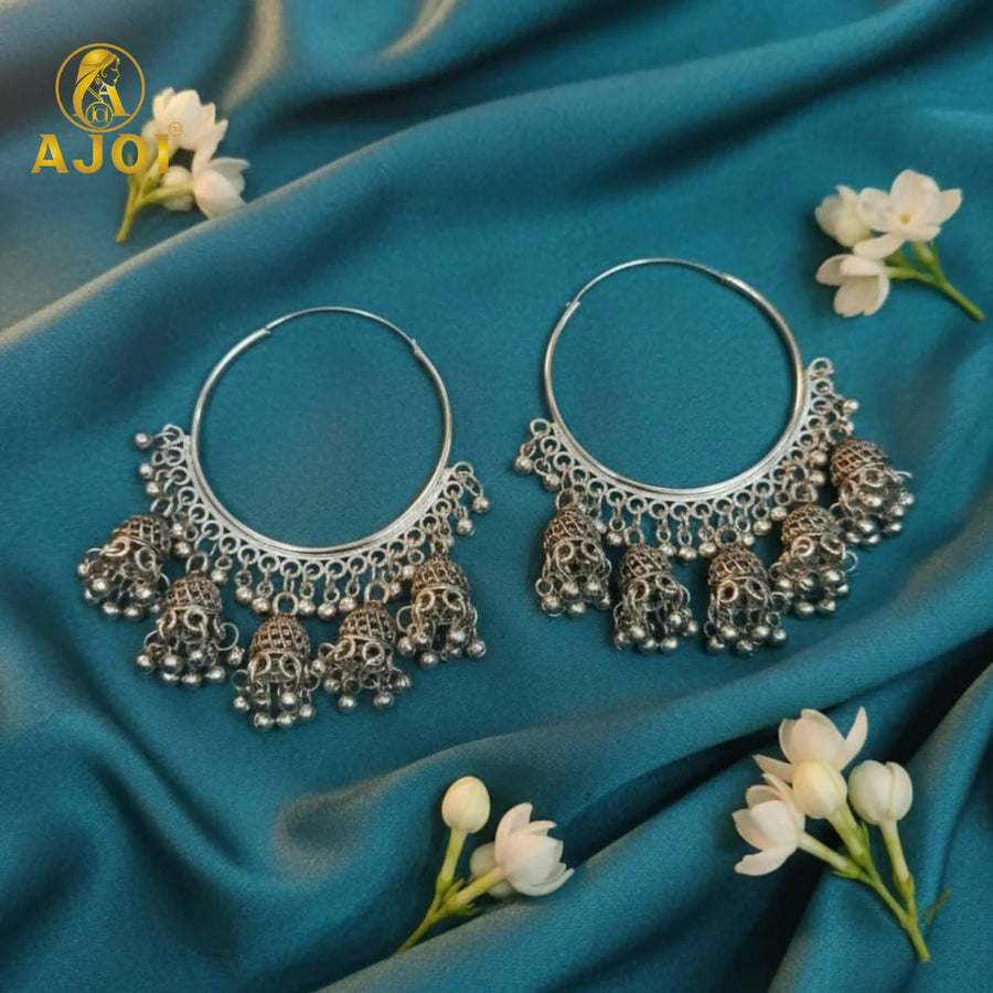 Traditional Silver Jhumka Earrings NVR-0083