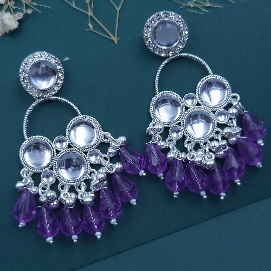 Silver-Plated Purple Drop Earrings NVR-0093
