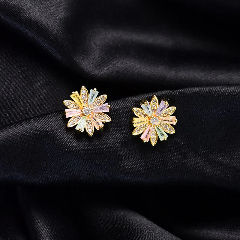 Floral Crystal Stud Earrings NVR-0101