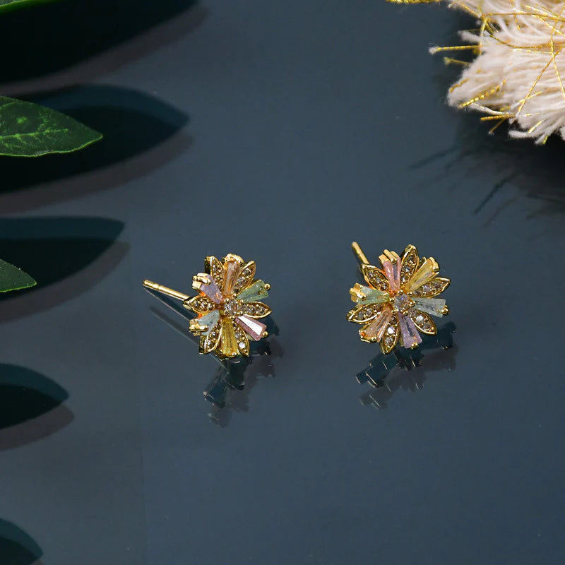 Floral Crystal Stud Earrings NVR-0101
