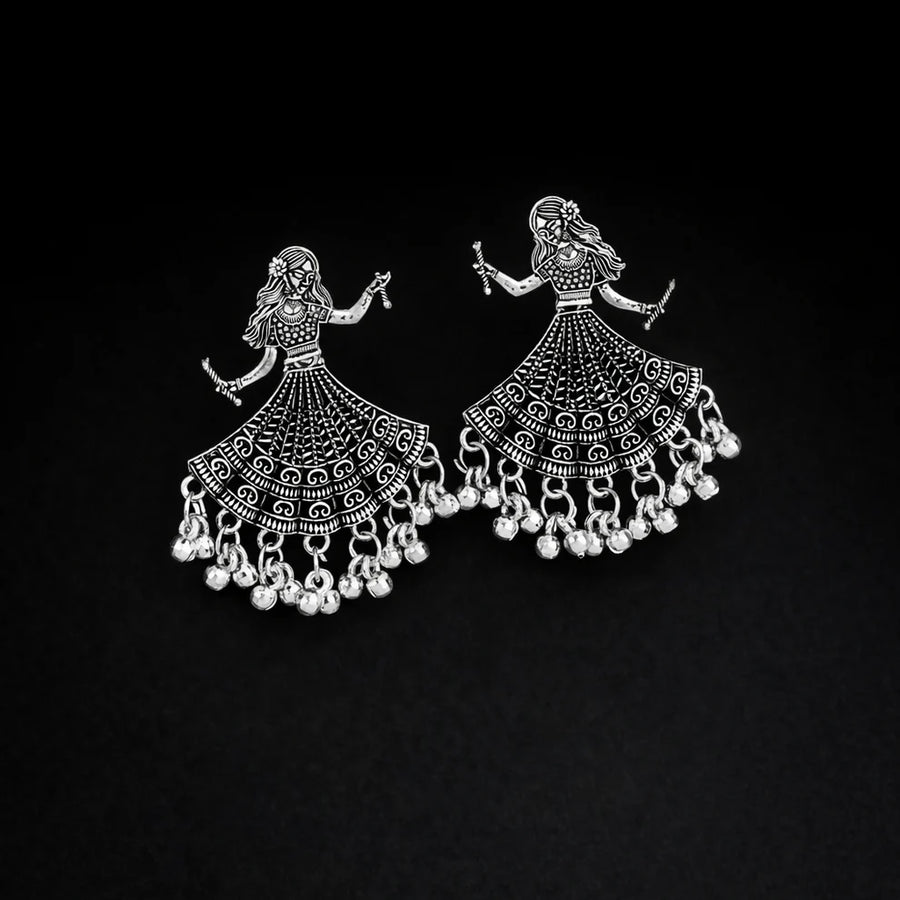 Dancer Shaped Oxidized Earrings NVR-0106