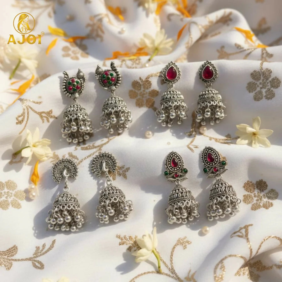 Oxidized Jhumka Earring Set NVR-0110