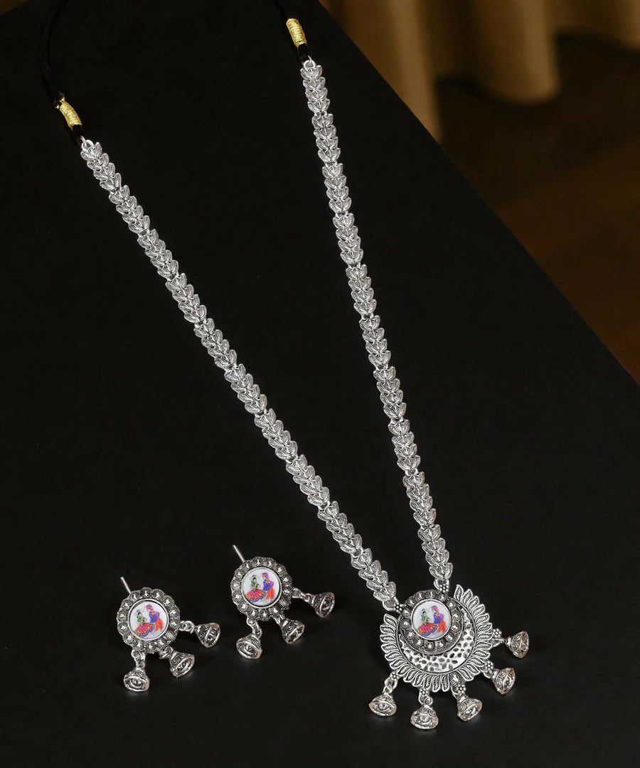 Oxidized Silver Necklace Set NVR-0115