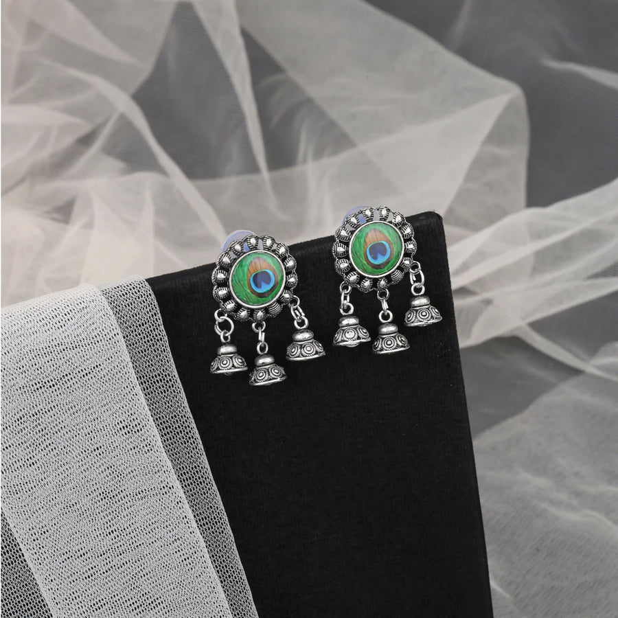 Peacock Motif Silver Necklace Set NVR-0116