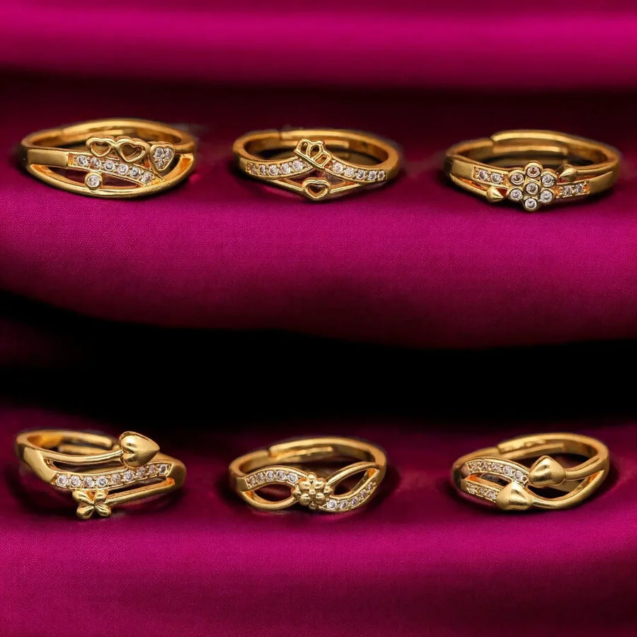 Gold-Plated Adjustable Rings Set NVR-0136