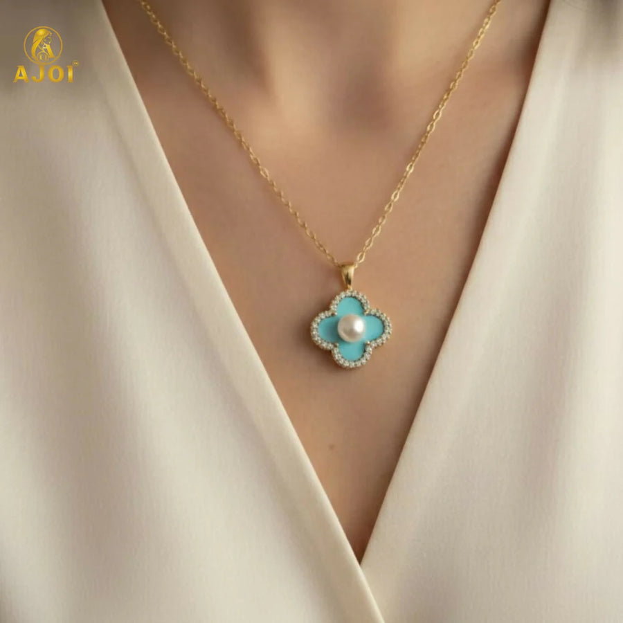 Elegant Pearl Floral Pendant Necklace NVR-0160