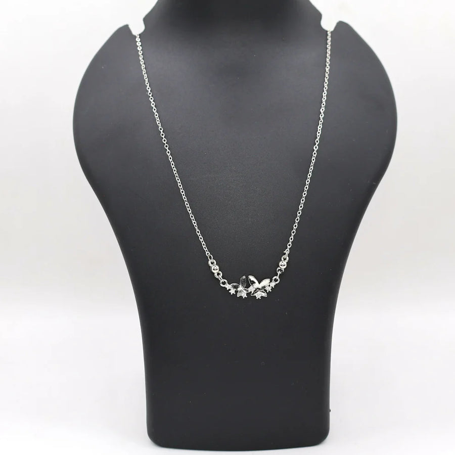 Silver Butterfly Pendant Necklace NVR-0168