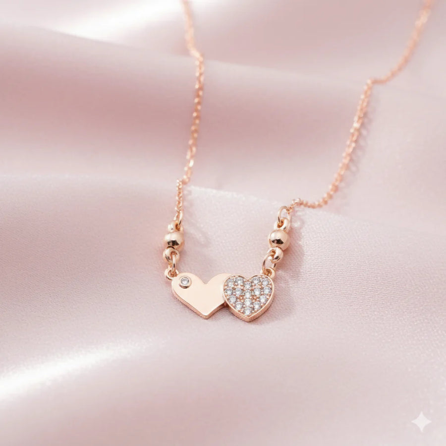 Double Heart Pendant Necklace NVR-0170