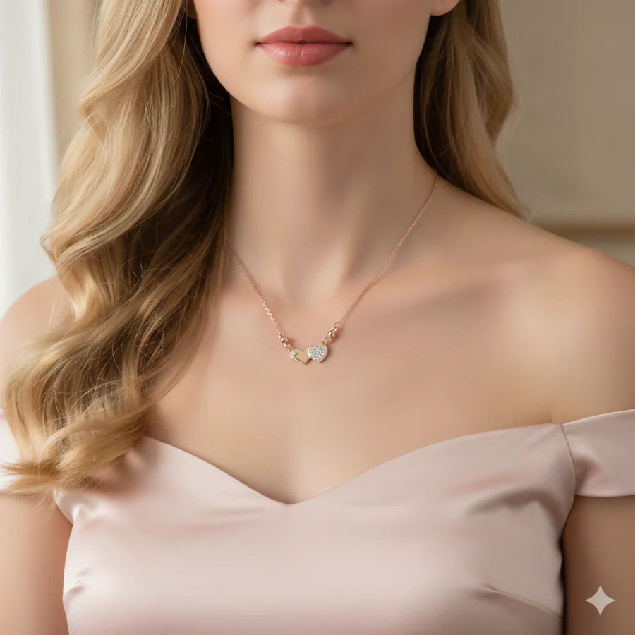 Double Heart Pendant Necklace NVR-0170
