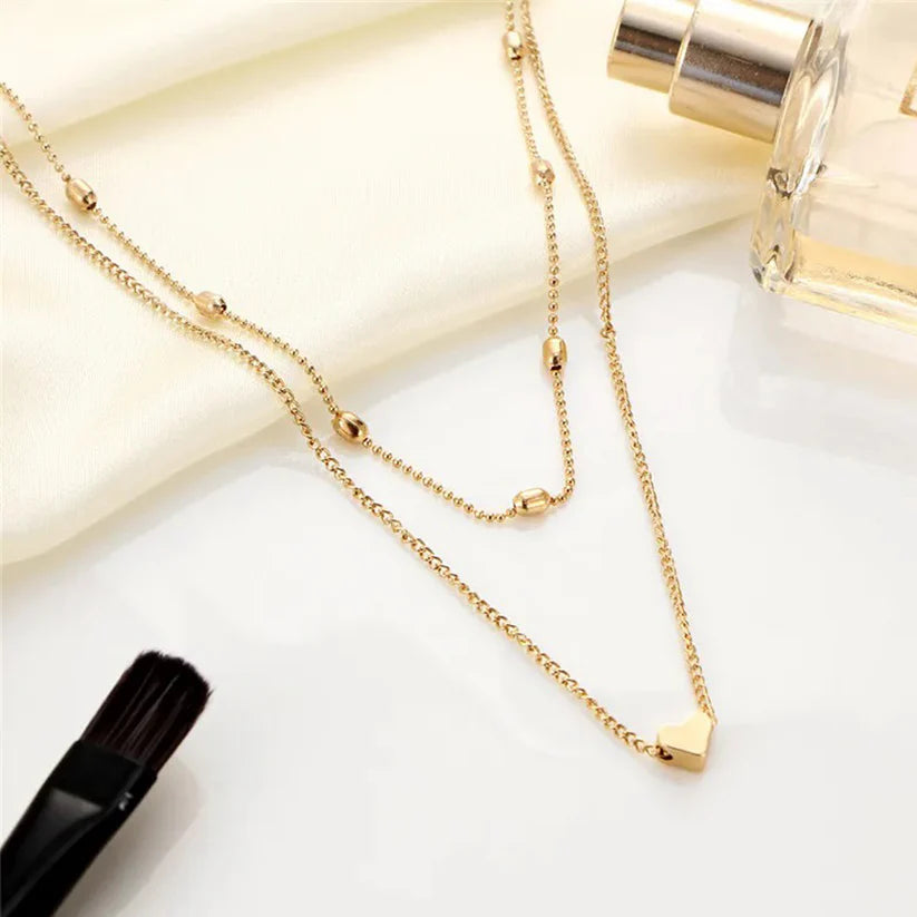 Gold Heart Pendant Necklace NVR-0238