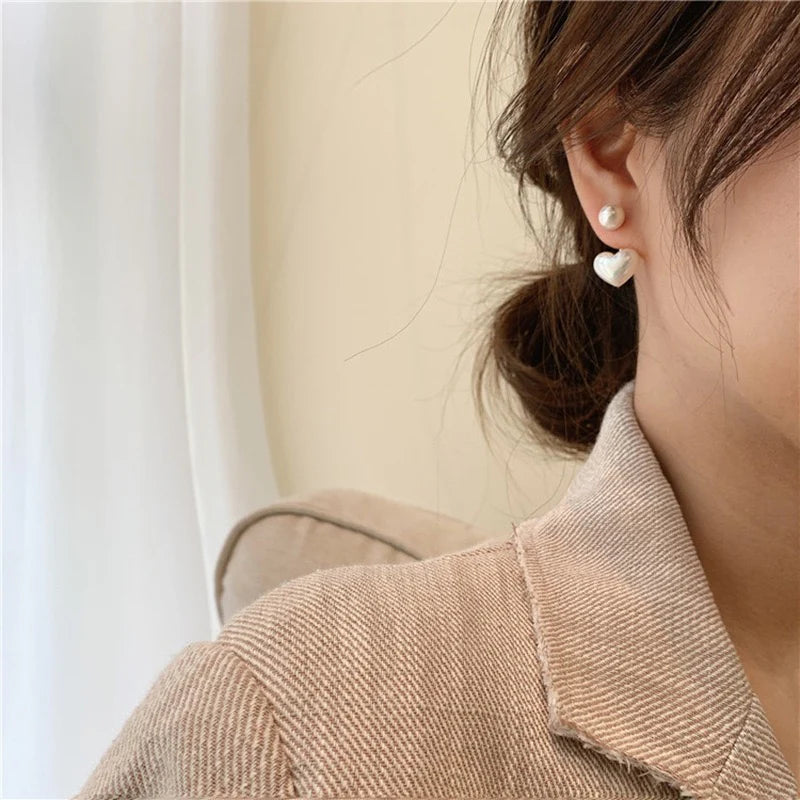 Pearl Heart Drop Earrings NVR-0368