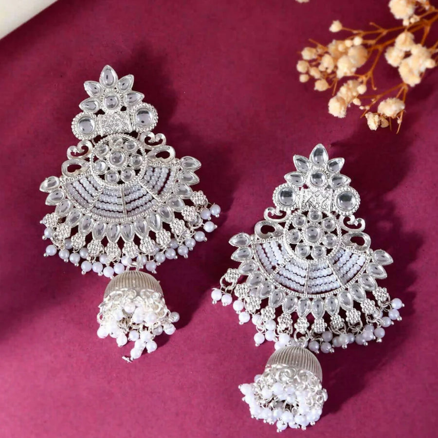 The Grand Procession — Chandbali Jhumka with Pearl Fringe NVR-0533