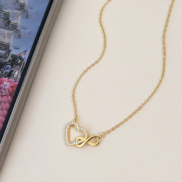 Infinite & Always — Heart Infinity Necklace in Gold CZ NVR-0536