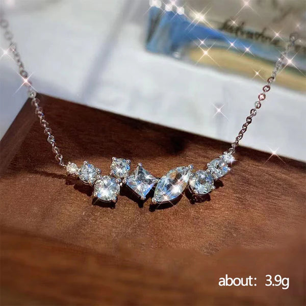 The Edit — Mixed Cut CZ Bar Necklace in Silver NVR-0541