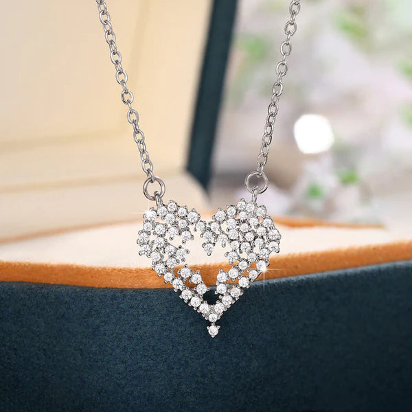 Stardust Heart — Silver CZ Constellation Necklace NVR-0543