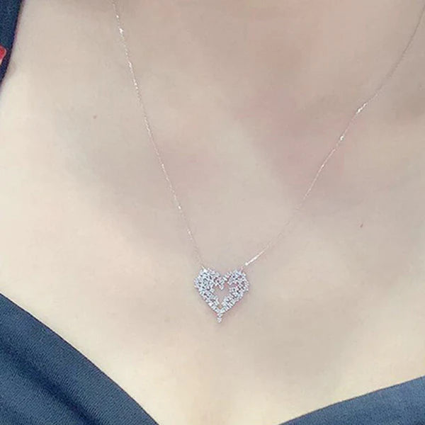 Stardust Heart — Silver CZ Constellation Necklace NVR-0543