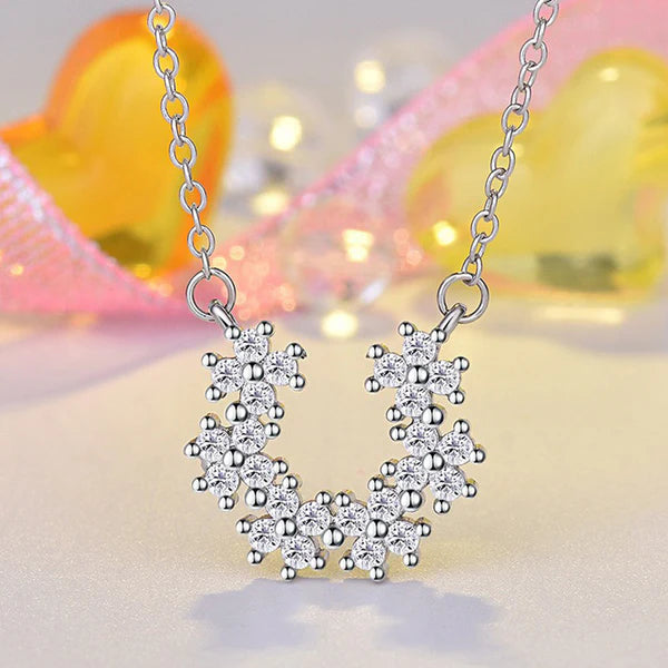 Fortune's Favourite — Silver CZ Horseshoe Necklace NVR-0545