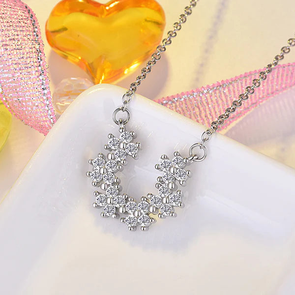 Fortune's Favourite — Silver CZ Horseshoe Necklace NVR-0545