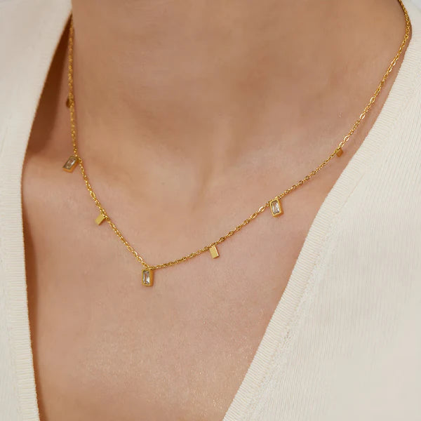 Baguette Crystal Droplet Necklace NVR -0487