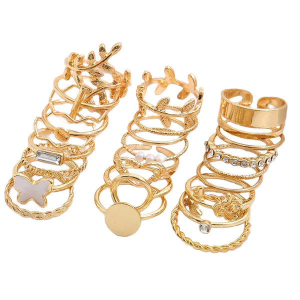 Golden Universe — Nature Butterfly & Charm Mega Ring Set NVR-0522