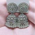 Silver Tone Jhumka Earrings NVR-0016