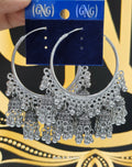 Silver Oxidized Hoop Earrings NVR-0018