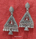 Traditional Oxidized Triangle Earrings NVR-0019