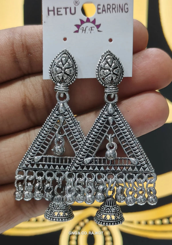Traditional Oxidized Triangle Earrings NVR-0019