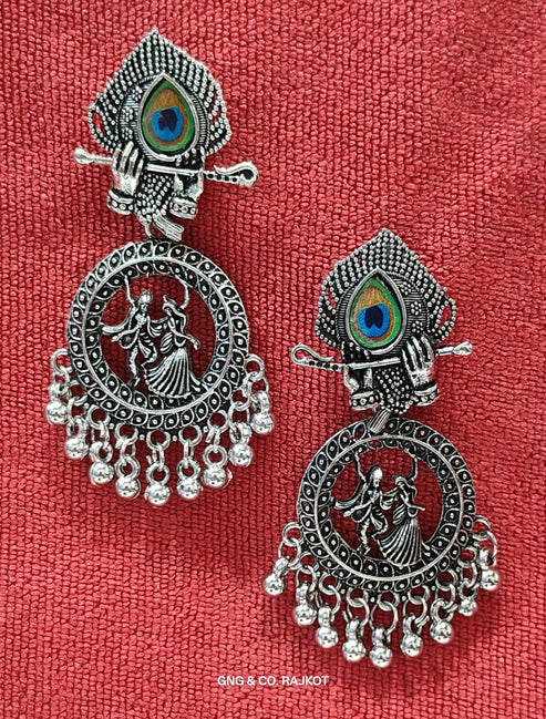 Peacock Krishna Oxidized Earrings NVR-0024