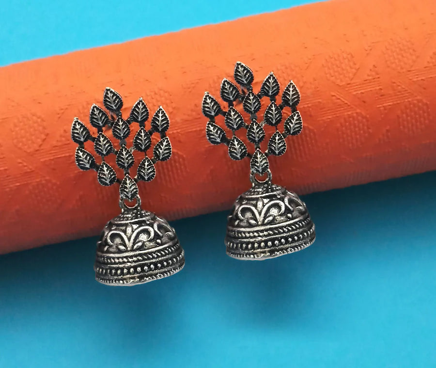 Antique Silver Jhumka Earrings Set NVR-0029